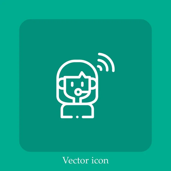 Customer Service Agent Vector Icon Linear Icon Line Editable Stroke — Stock Vector