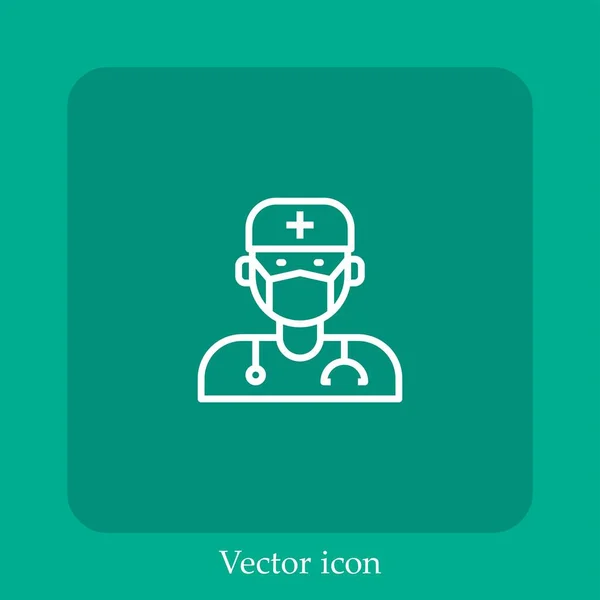 Icône Vectorielle Médecin Icône Linéaire Ligne Avec Course Modifiable — Image vectorielle