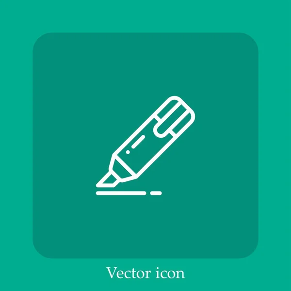 Icono Del Vector Iluminador Icon Line Lineal Con Carrera Editable — Vector de stock