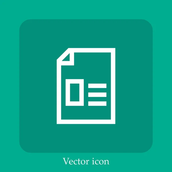 Icono Vector Archivo Texto Icon Line Lineal Con Trazo Editable — Vector de stock