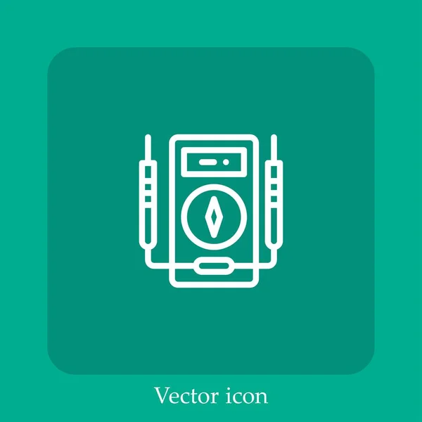 Ícone Vetorial Voltímetro Linear Icon Line Com Curso Editável — Vetor de Stock