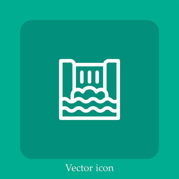Icono Vector Cascada Icon Line Lineal Con Carrera Editable — Archivo Imágenes Vectoriales