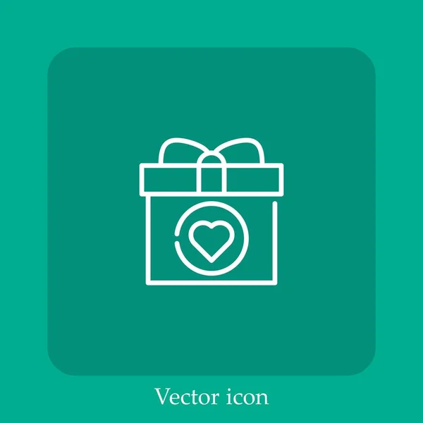 Ícone Vetor Presente Casamento Icon Line Linear Com Curso Editável — Vetor de Stock