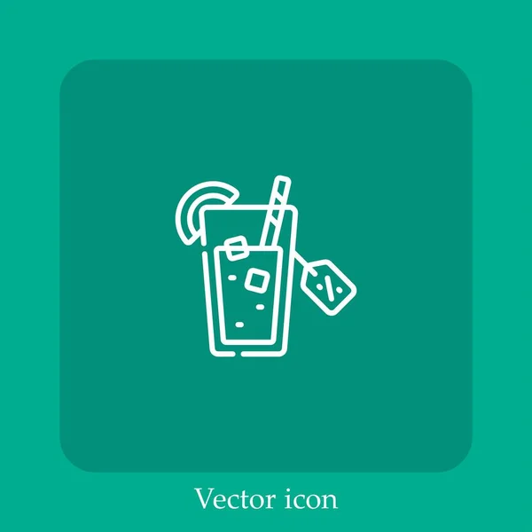 Cocktail Vector Pictogram Lineair Icon Line Met Bewerkbare Slag — Stockvector