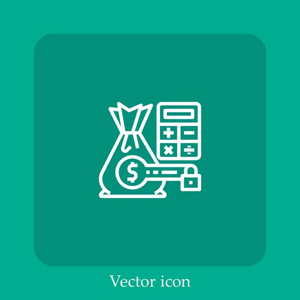 Ícone Vetorial Custo Linear Icon Line Com Curso Editável — Vetor de Stock