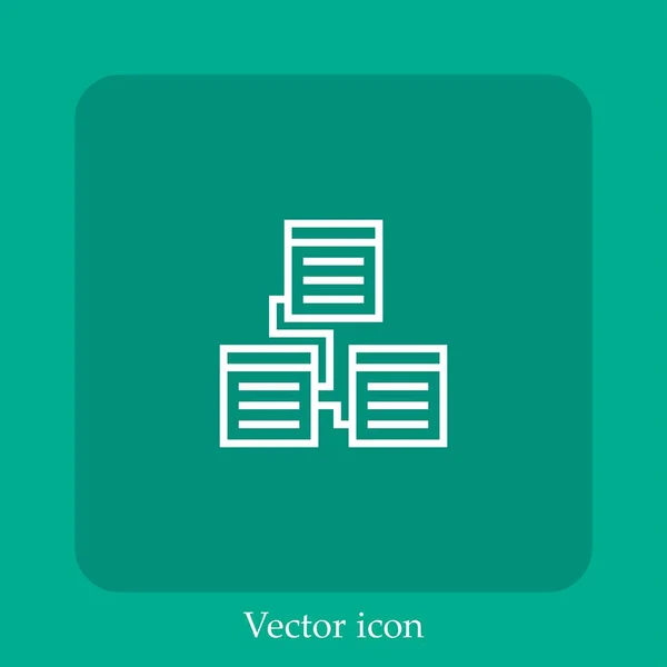 Icono Vector Base Datos Icon Line Lineal Con Carrera Editable — Vector de stock