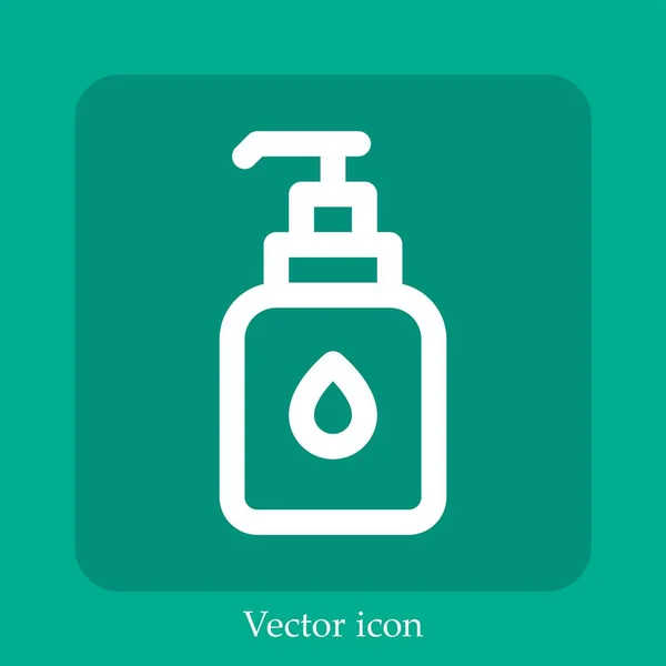 Ícone Vetor Desinfetante Mão Linear Icon Line Com Curso Editável — Vetor de Stock
