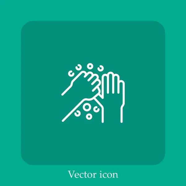 Lavado Mano Icono Vector Icon Line Lineal Con Carrera Editable — Vector de stock