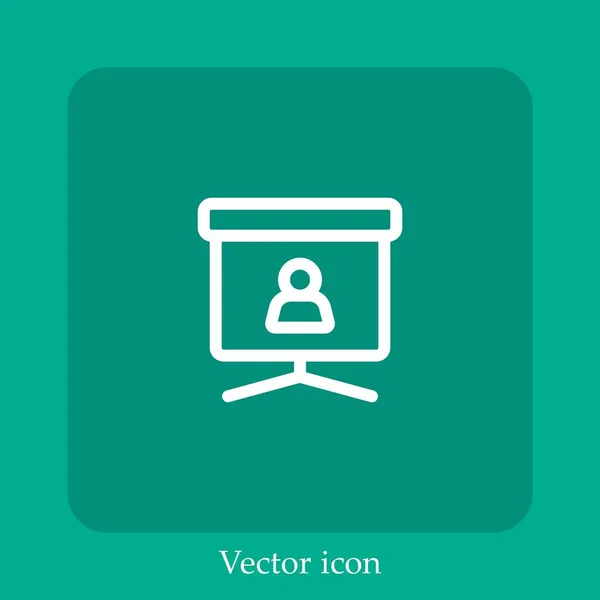 Ícone Vetor Apresentação Linear Icon Line Com Curso Editável — Vetor de Stock