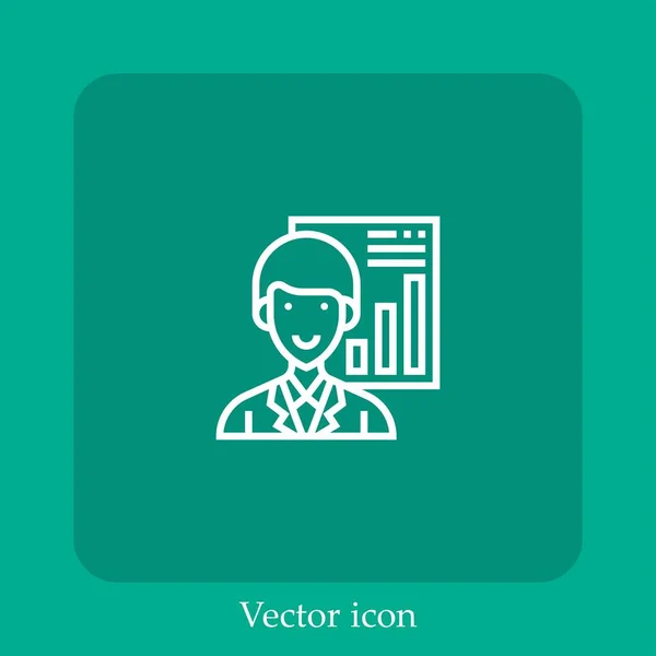 Icono Vector Analista Icon Line Lineal Con Carrera Editable — Vector de stock