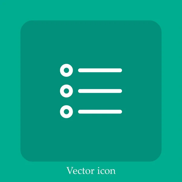 Bullet List Vektor Icon Lineare Icon Line Mit Editierbarem Strich — Stockvektor