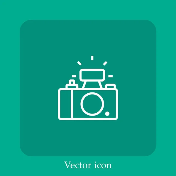 Icône Vectorielle Caméra Icône Linéaire Ligne Avec Course Modifiable — Image vectorielle