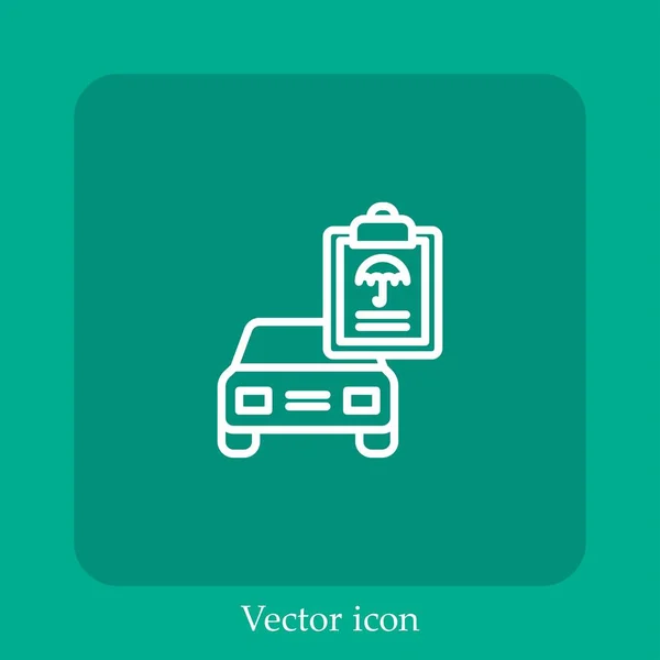 Ícone Vetor Seguro Automóvel Linear Icon Line Com Curso Editável — Vetor de Stock