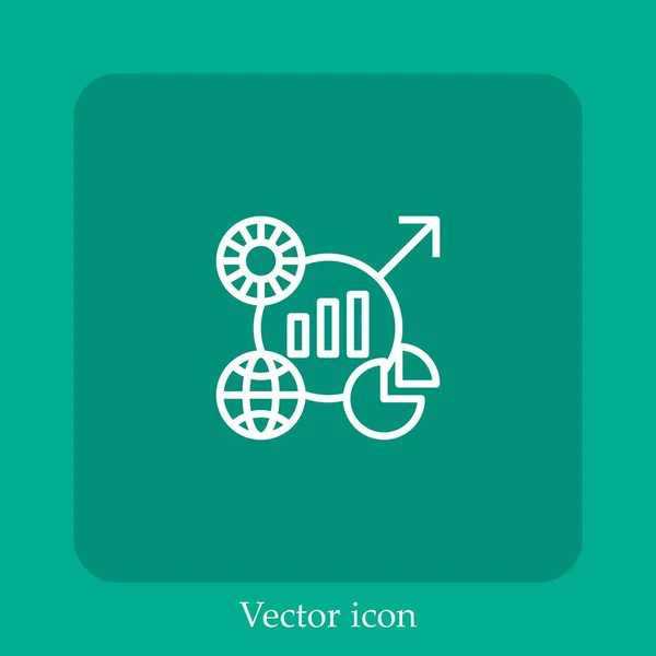 Icône Vectorielle Analyse Données Icône Linéaire Ligne Avec Course Modifiable — Image vectorielle