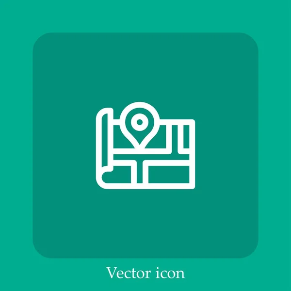Mapa Ícone Vetorial Linear Icon Line Com Curso Editável — Vetor de Stock