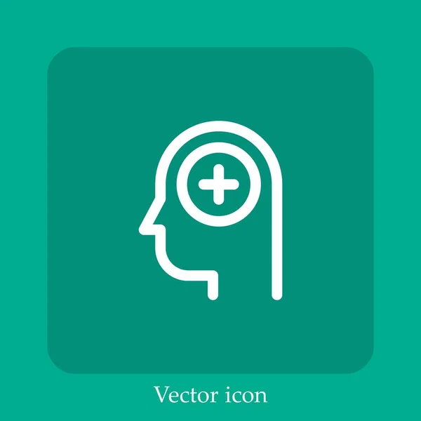 Icono Vector Salud Mental Icon Line Lineal Con Accidente Cerebrovascular — Archivo Imágenes Vectoriales