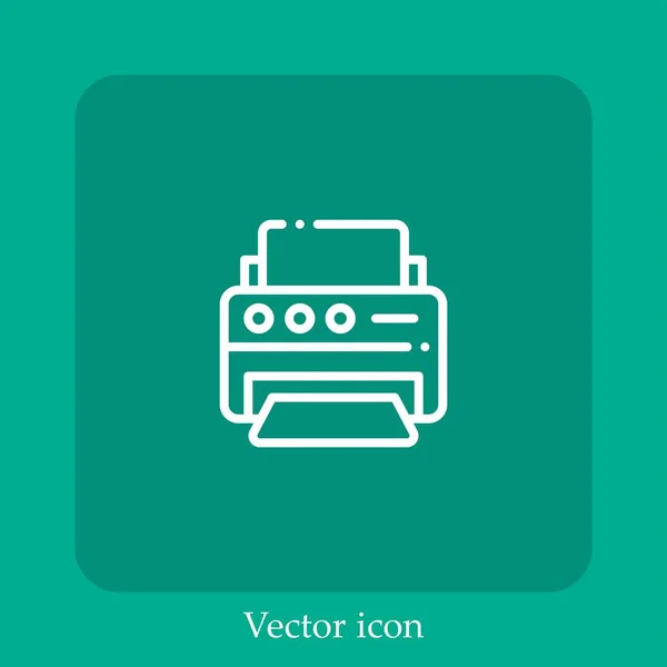 Icône Vectorielle Imprimante Icône Linéaire Ligne Avec Trait Modifiable — Image vectorielle