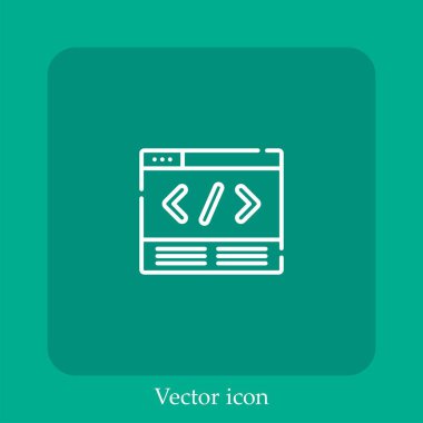 Kodlama vektörü simgesi doğrusal simgesi. Düzenlenebilir vuruş ile satır