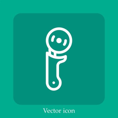 Pizza Kesicisi vektör doğrusal simgesi. Düzenlenebilir vuruş çizgisi