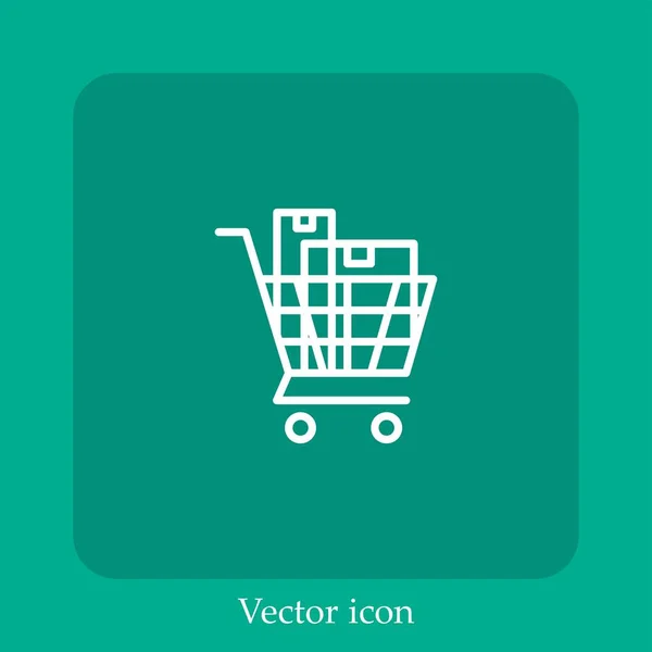 Shopping Cart Vector Icon Linear Icon Line Editable Stroke — Stock Vector