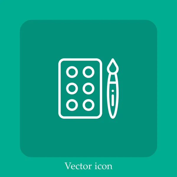 Icono Vector Acuarela Icono Lineal Línea Con Carrera Editable — Vector de stock