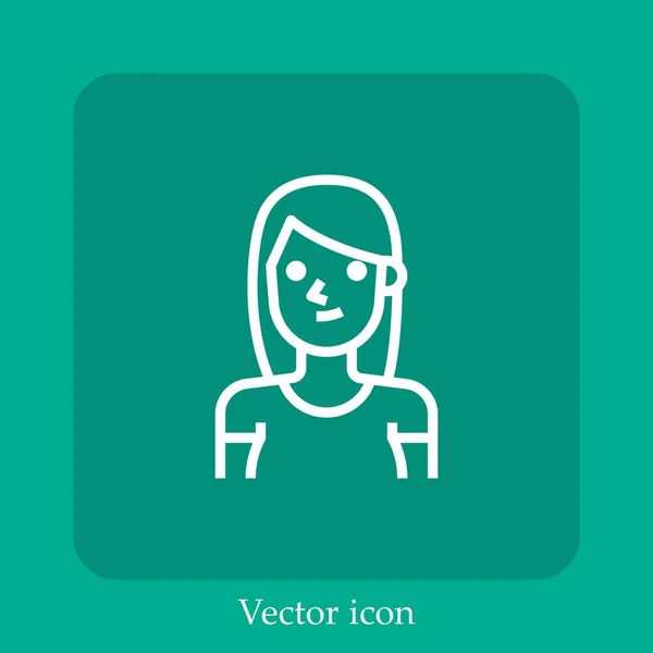 Ícone Vetorial Mulher Linear Icon Line Com Curso Editável — Vetor de Stock