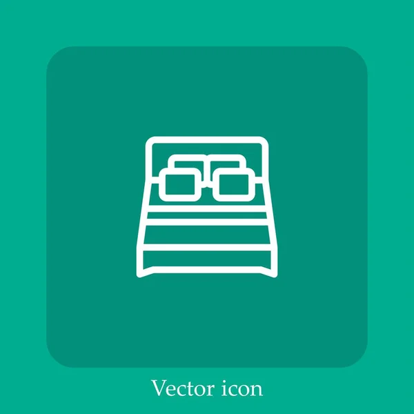 Icona Vettoriale Letto Icon Line Lineare Con Colpo Modificabile — Vettoriale Stock