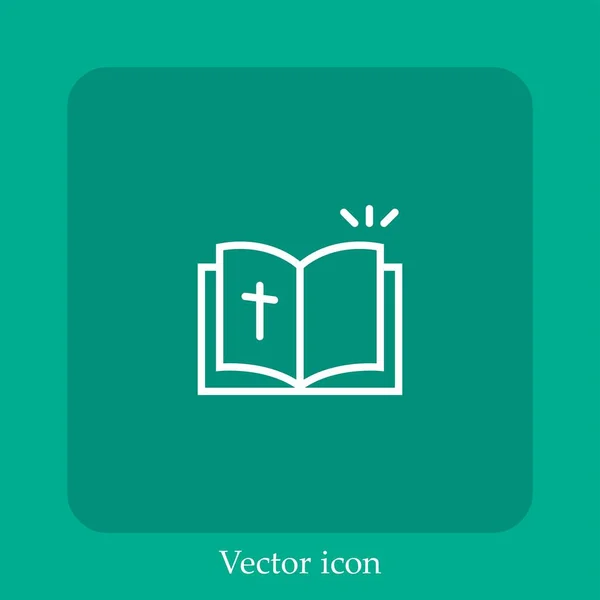 Ícone Vetorial Bíblia Linear Icon Line Com Curso Editável — Vetor de Stock