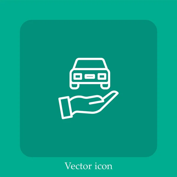 Icono Vector Seguro Coche Icon Line Lineal Con Carrera Editable — Vector de stock