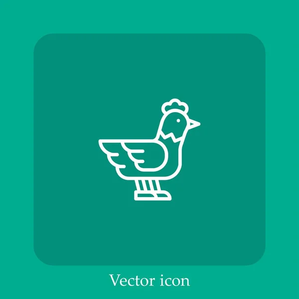 Chicken Vector Icon Linear Icon Line Editable Stroke — Stock Vector