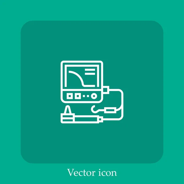 Ikon Vektor Komputer Linear Icon Line Dengan Coretan Yang Dapat - Stok Vektor