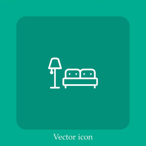 Livingroom Icono Vectorial Icon Line Lineal Con Carrera Editable — Vector de stock