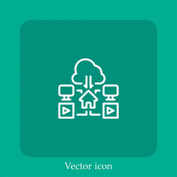 Icône Vectorielle Multimédia Icône Linéaire Ligne Avec Trait Modifiable — Image vectorielle