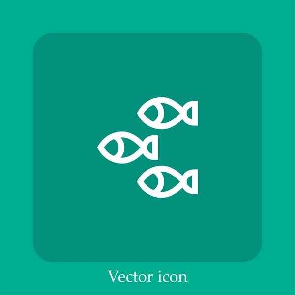 Icono Vector Sardina Icon Line Lineal Con Carrera Editable — Vector de stock