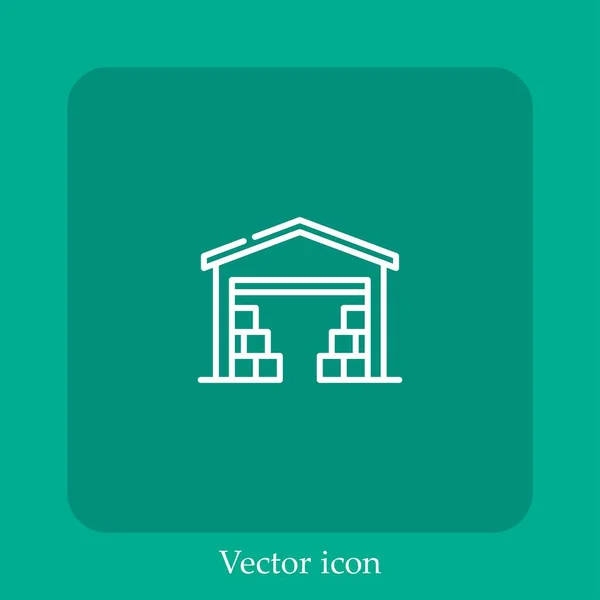 Ícone Vetor Armazém Linear Icon Line Com Curso Editável — Vetor de Stock