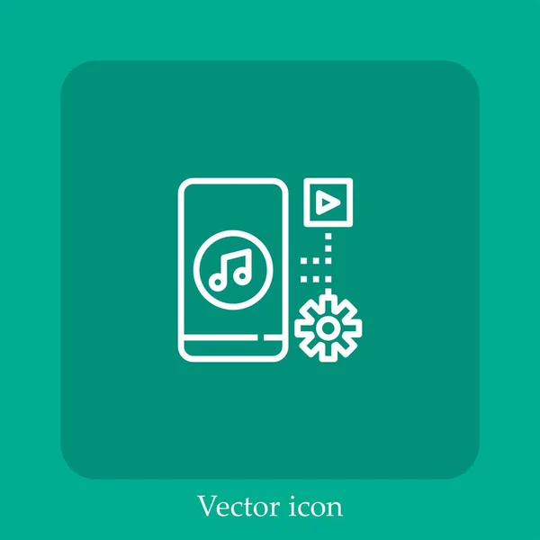 Icône Vectorielle Application Musicale Icône Linéaire Ligne Avec Trait Modifiable — Image vectorielle