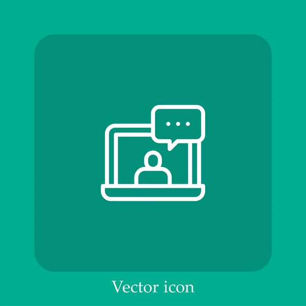 Online Interview Vektor Symbol Lineare Icon Line Mit Editierbarem Strich — Stockvektor