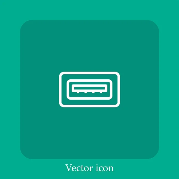 Icône Vectorielle Port Usb Icône Linéaire Ligne Avec Course Modifiable — Image vectorielle