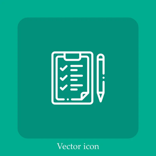 Checklist Vector Icon Lineal Icon Line Con Carrera Editable — Vector de stock