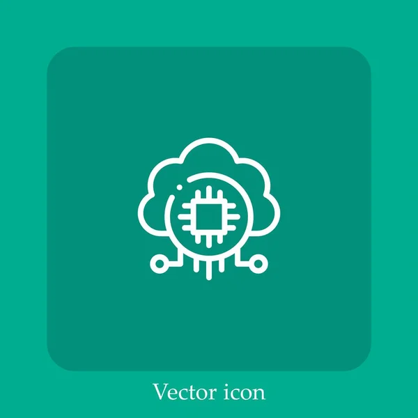 Ícone Vetor Nuvem Linear Icon Line Com Curso Editável — Vetor de Stock