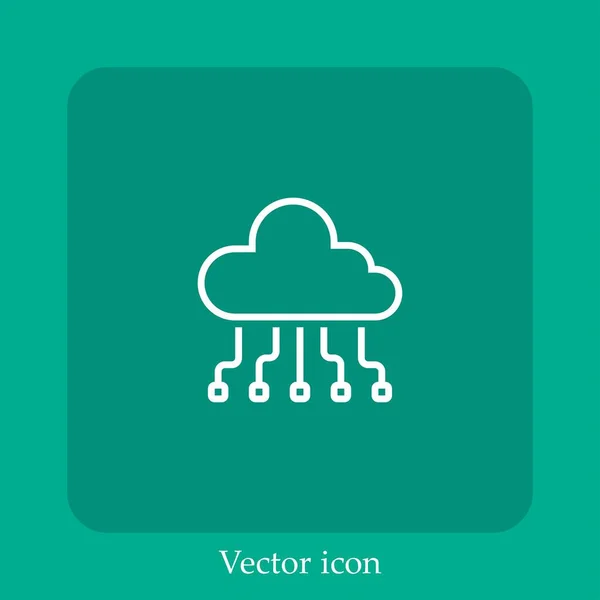 Cloud Speichervektorsymbol Lineare Icon Line Mit Editierbarem Strich — Stockvektor