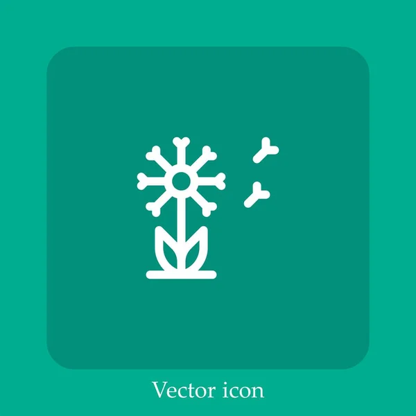 Ícone Vetorial Dandelion Linear Icon Line Com Curso Editável — Vetor de Stock