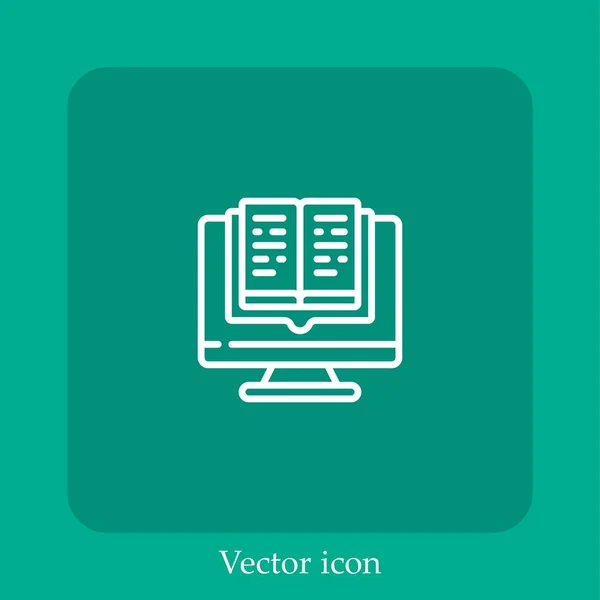 Ícone Vetorial Ebook Linear Icon Line Com Curso Editável — Vetor de Stock