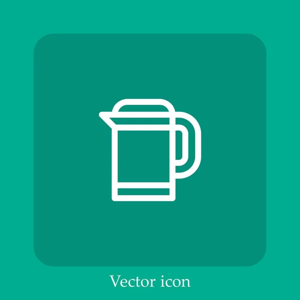 Icono Del Vector Tetera Icon Line Lineal Con Carrera Editable — Vector de stock