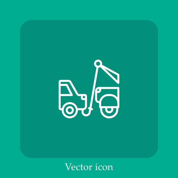 Abschleppwagen Vektor Symbol Lineare Icon Line Mit Editierbarem Strich — Stockvektor