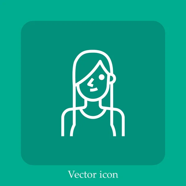 Woman Vector Icon Linear Icon Line Editable Stroke — Stock Vector