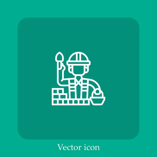 Arbeiter Vektor Symbol Lineare Icon Line Mit Editierbarem Strich — Stockvektor