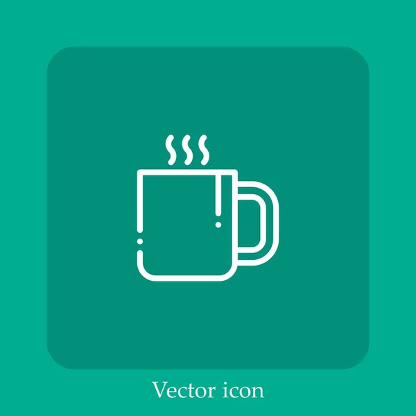 Icône Vectorielle Café Icône Linéaire Ligne Avec Course Modifiable — Image vectorielle