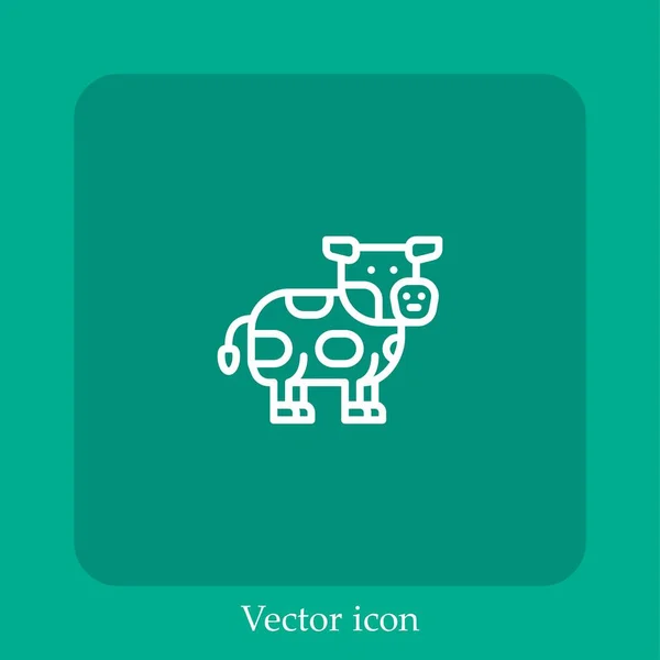 Ícone Vetorial Vaca Linear Icon Line Com Curso Editável — Vetor de Stock