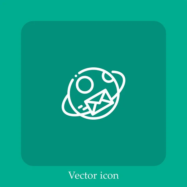 Icono Vector Correo Electrónico Icon Line Lineal Con Carrera Editable — Vector de stock